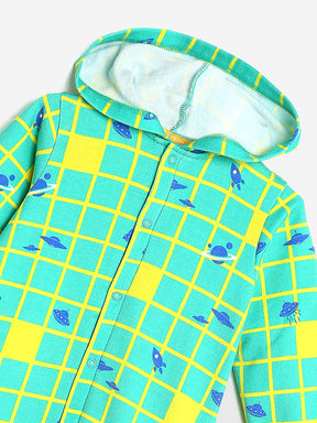 Green Spaceship Hooded Sleepsuit