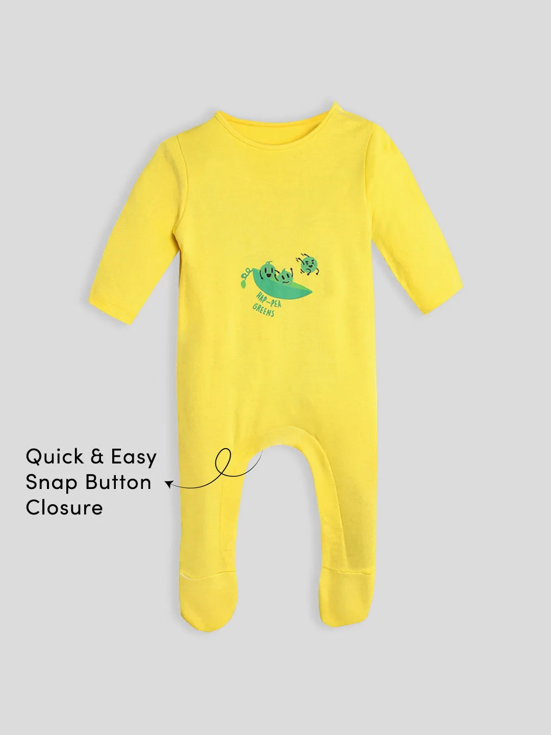 Hap-Pea Greens Footed Cotton Sleepsuit