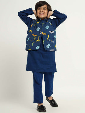 Happy Animal Kurta Set With Jacket