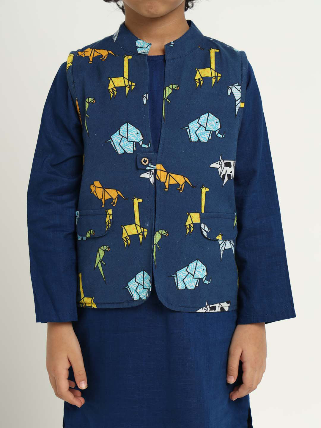 Happy Animal Kurta Set With Jacket