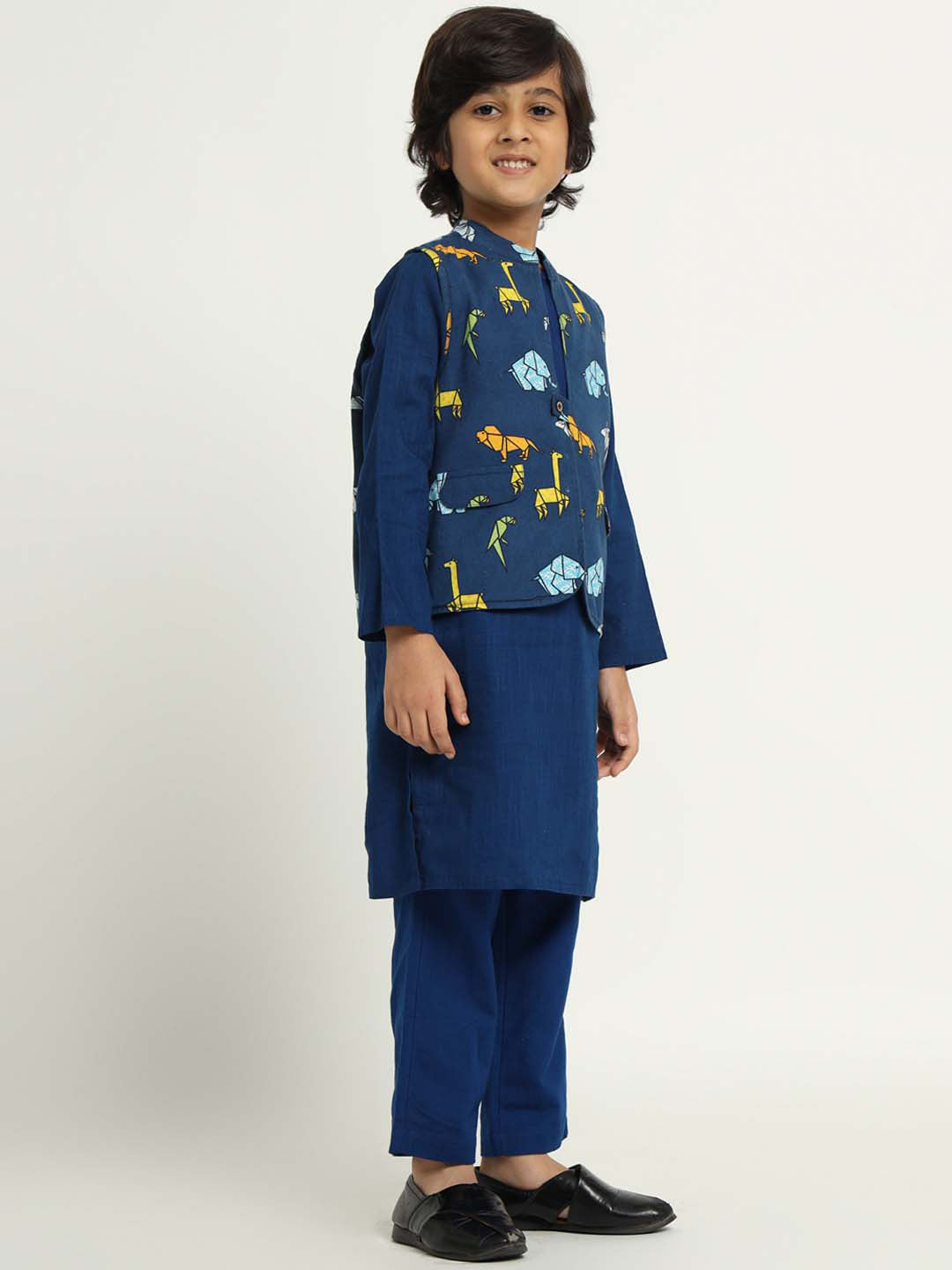 Happy Animal Kurta Set With Jacket