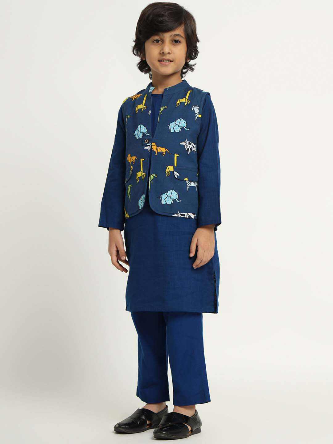 Happy Animal Kurta Set With Jacket