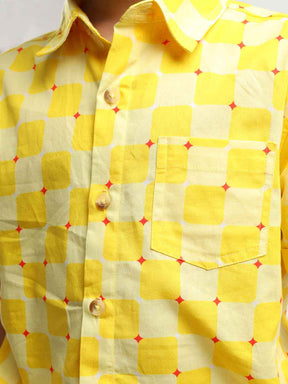 Yellow Checkers Shirt and Bermuda Set