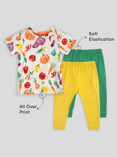 Veggies Cotton Tee and 2 Pants Set