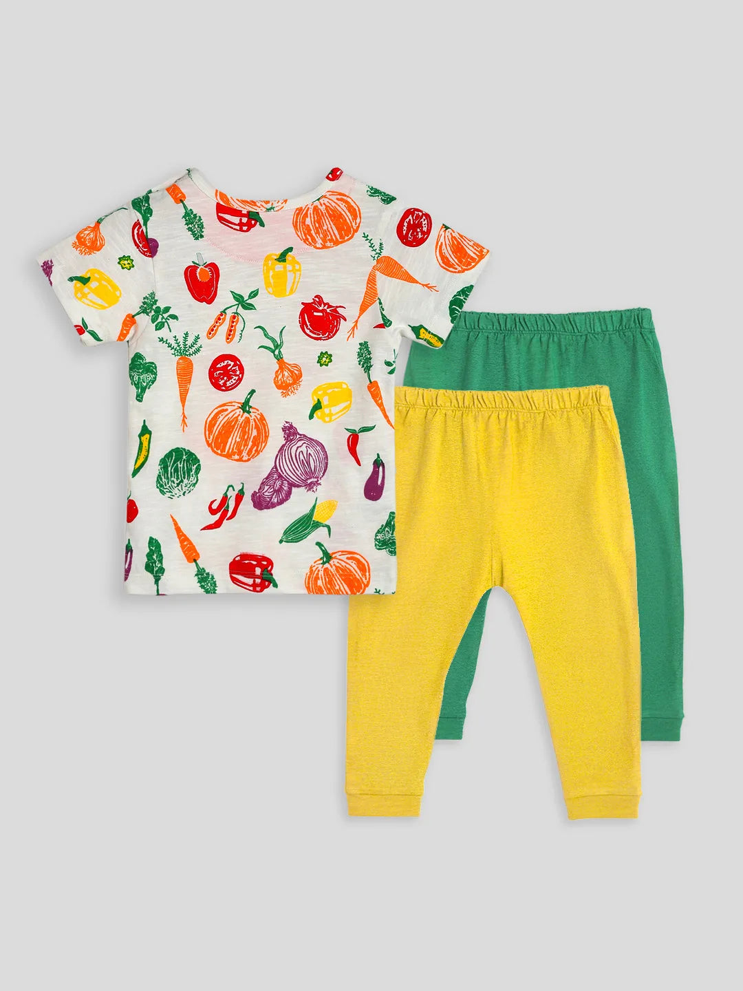 Veggies Cotton Tee and 2 Pants Set