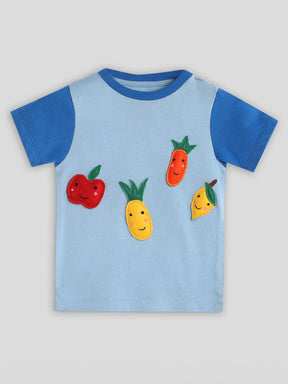 Fruity Embroidered Cotton Tee & Gingham Pants Set