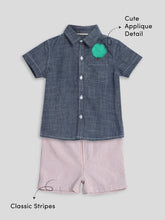 Happy Tree Cotton Shirt & Striped Shorts Set