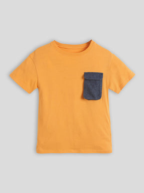 Tee with Denim Pocket