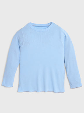 Basic Girls Knitted Tee - Icy Blue