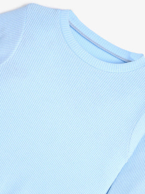 Basic Girls Knitted Tee - Icy Blue