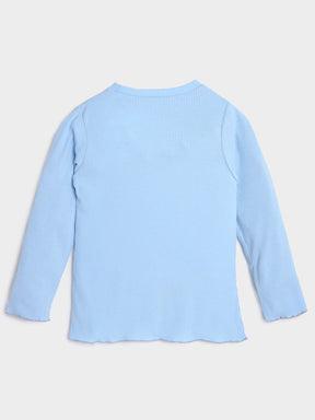 Basic Girls Knitted Tee - Icy Blue