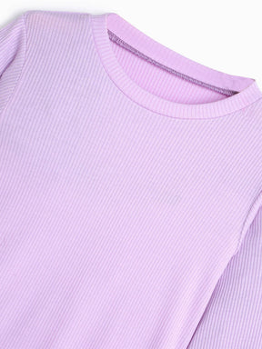 Basic Girls Knitted Tee- Lilac