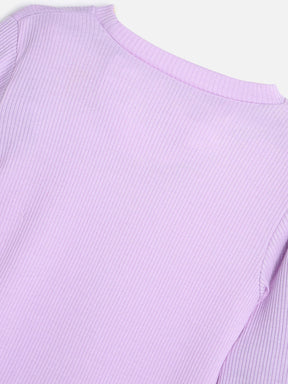 Basic Girls Knitted Tee- Lilac