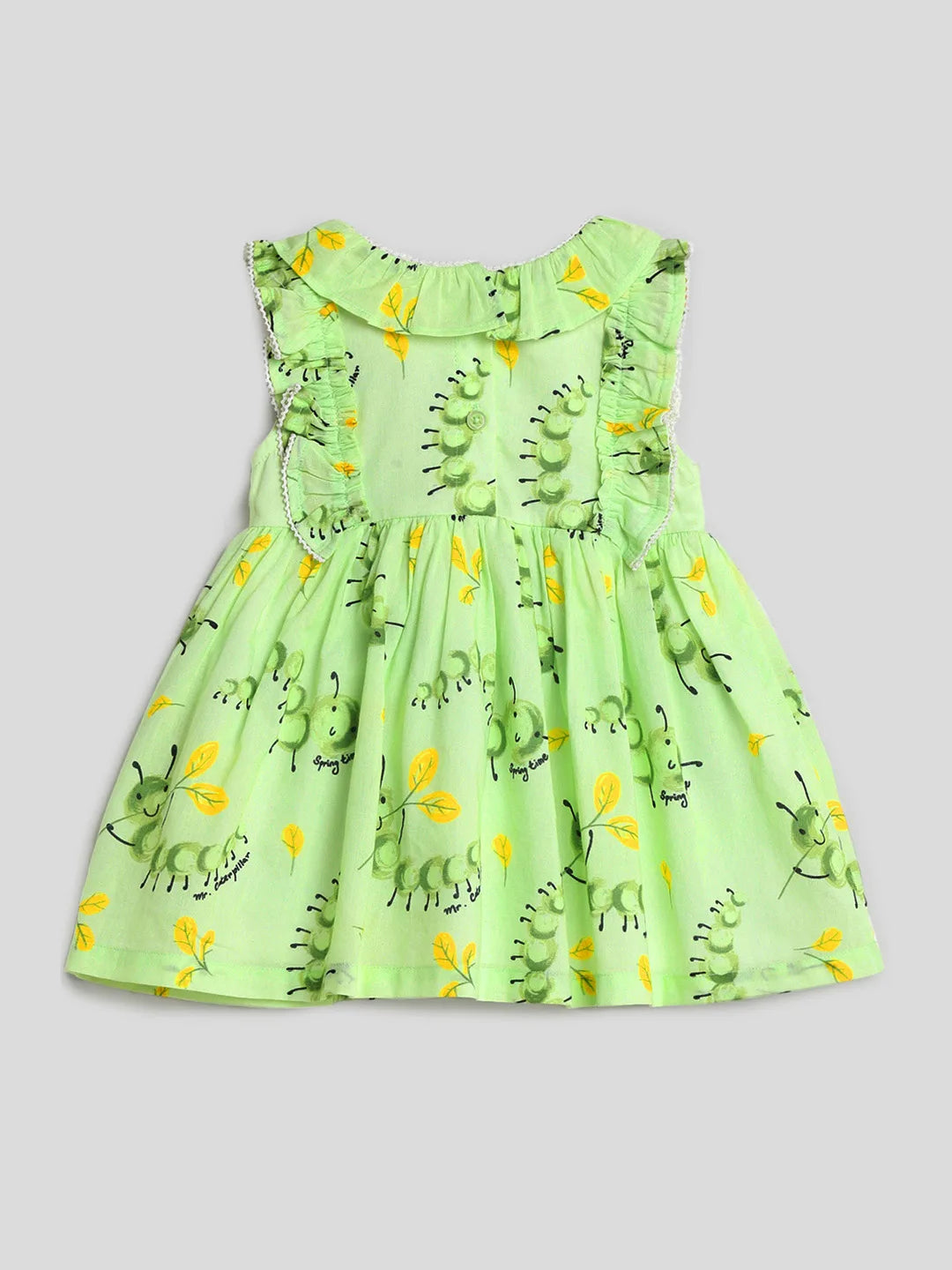 Caterpillar Ruffled Cotton A-Line Dress