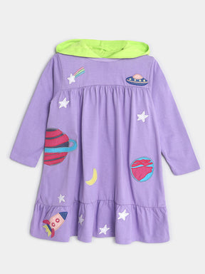 Space Embroidered Hooded Dress