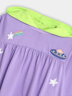 Space Embroidered Hooded Dress