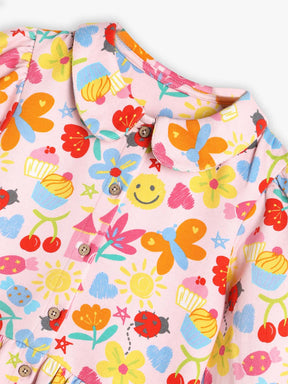 Printed Candy Wrapper Sleeves Dress