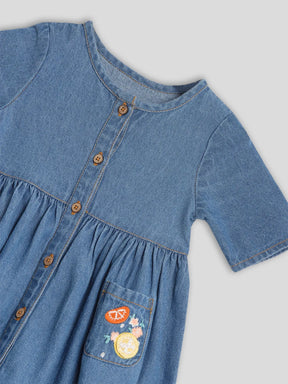 Citrus Cotton A-Line Denim Dress