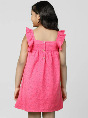 Bougainvillea Schiffli Embroidered Cotton Shift Dress