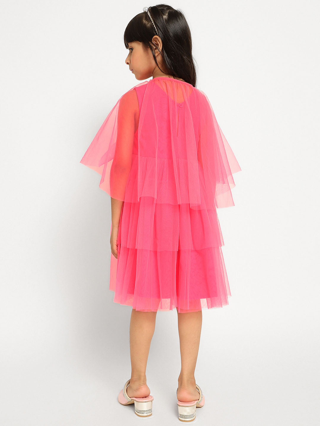 Pink Princess Tulle Dress with Cape