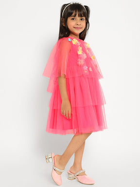 Pink Princess Tulle Dress with Cape