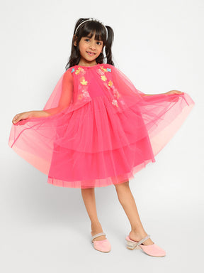 Pink Princess Tulle Dress with Cape