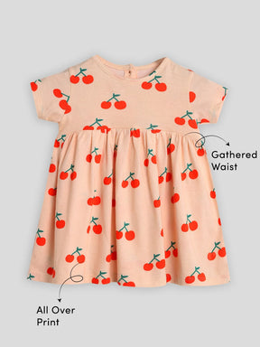 Happy Cherry Cotton A-Line Dress