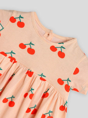 Happy Cherry Cotton A-Line Dress