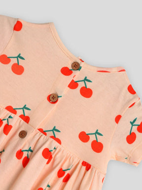 Happy Cherry Cotton A-Line Dress