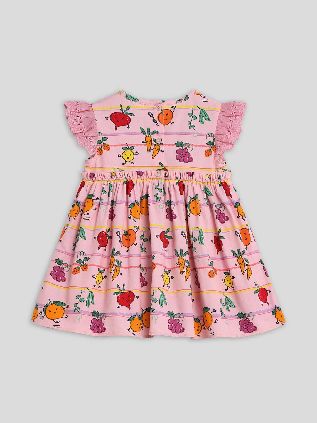 Happy Veggie Gathered Cotton A-Line Dress