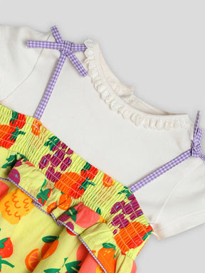 Very Fruity Cotton Romper with Bodysuit