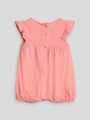 Flower Caterpillar Embroidered Cotton Romper