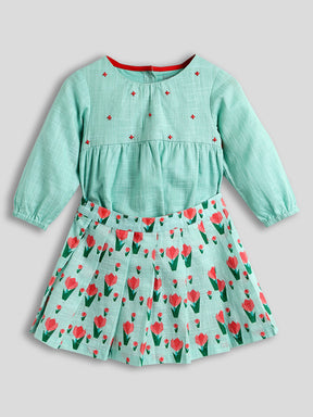 Green Tulip Bodysuit and Skirt Set- Newborn