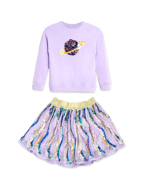 Shimmy Planet Sweat & Skirt Set