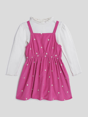 Pink Corduroy Dress With Tee