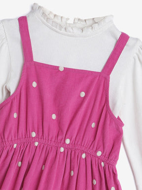 Pink Corduroy Dress With Tee