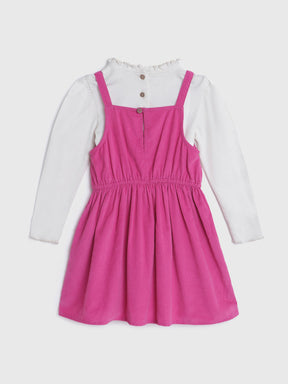 Pink Corduroy Dress With Tee