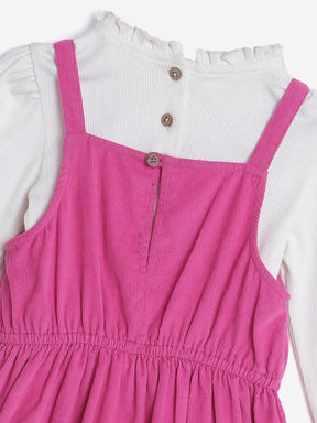 Pink Corduroy Dress With Tee