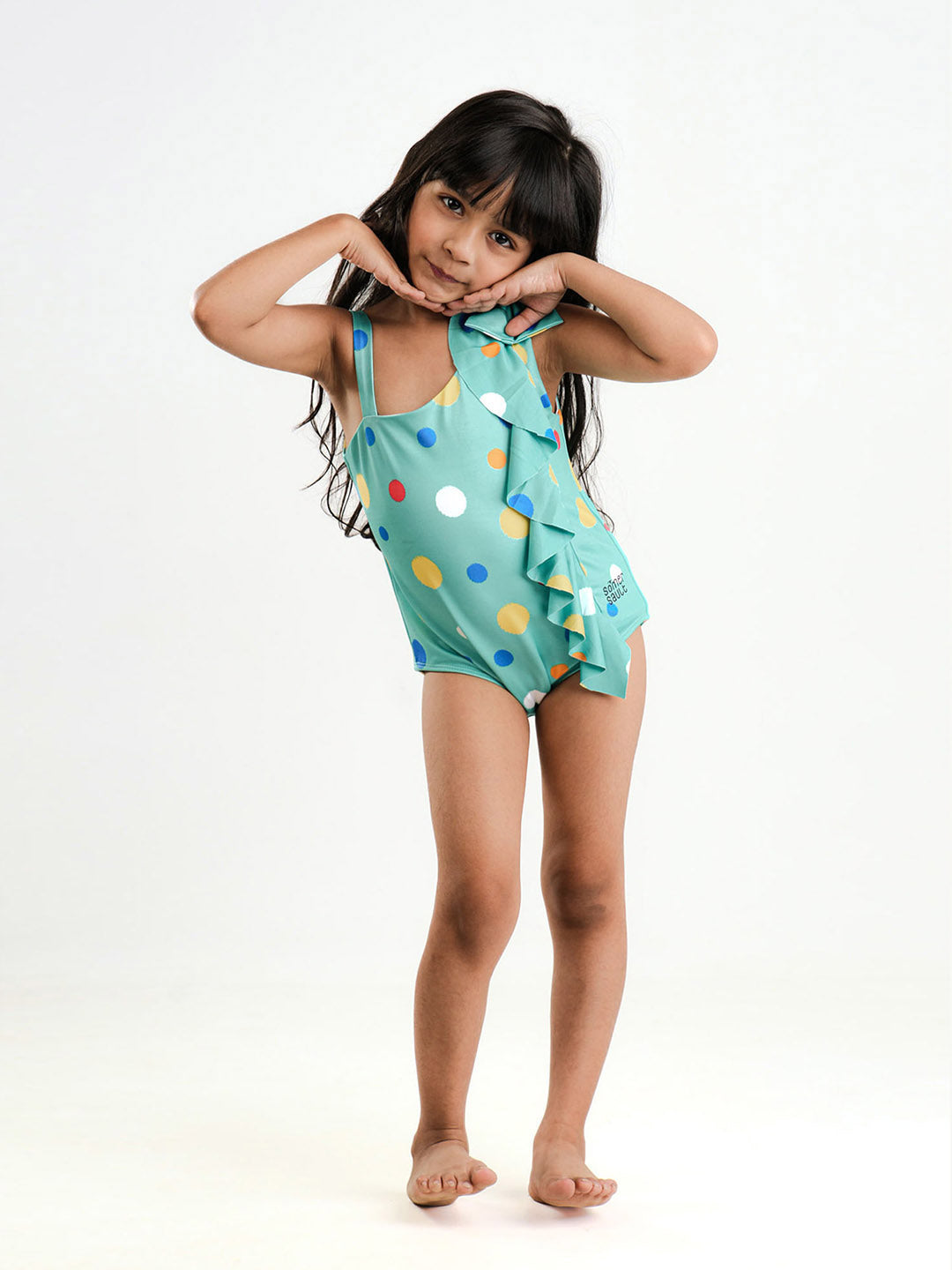 Polka One Shoulder Swimsuit