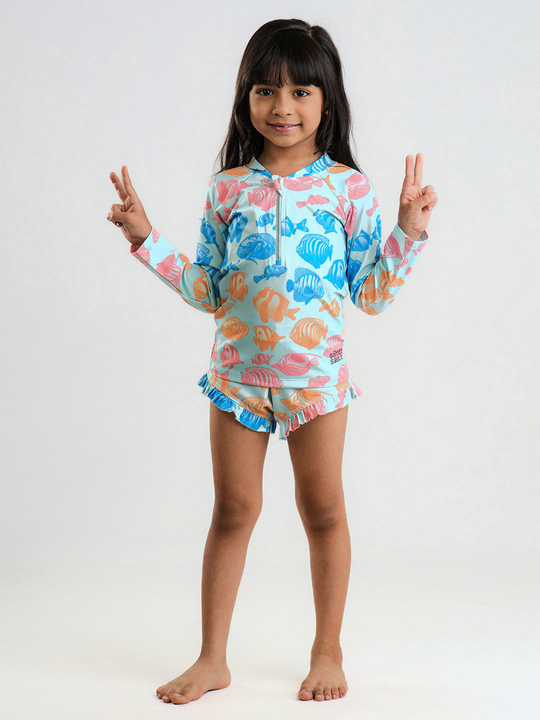 Fishes Two Piece Girls Swimsuit