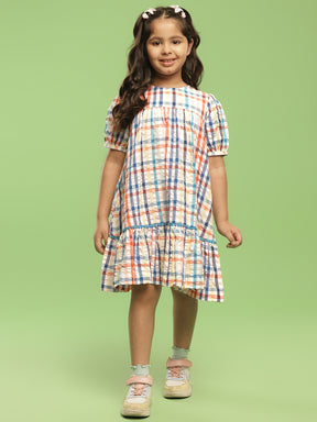 Multi Colour Check Frill Dress Somersault