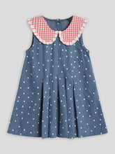 Denim Dress with Gingham Collar Somersault