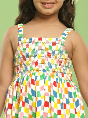 Crooked Check Smocked Dress Somersault