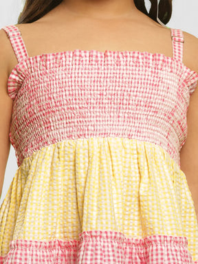 Strawberry Punch Smocked Cotton Fit & Flare Dress