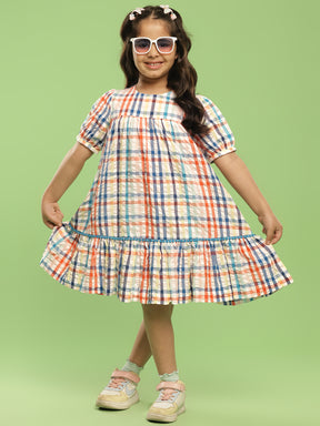 Multi Colour Check Frill Dress Somersault