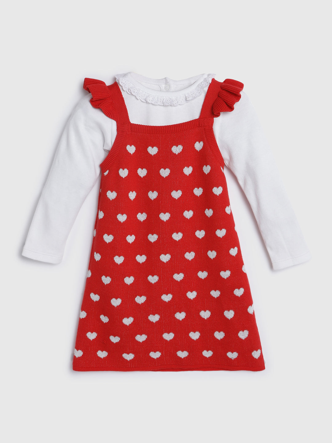 Red Heart Sweater Dress With Tee and Tights Somersault