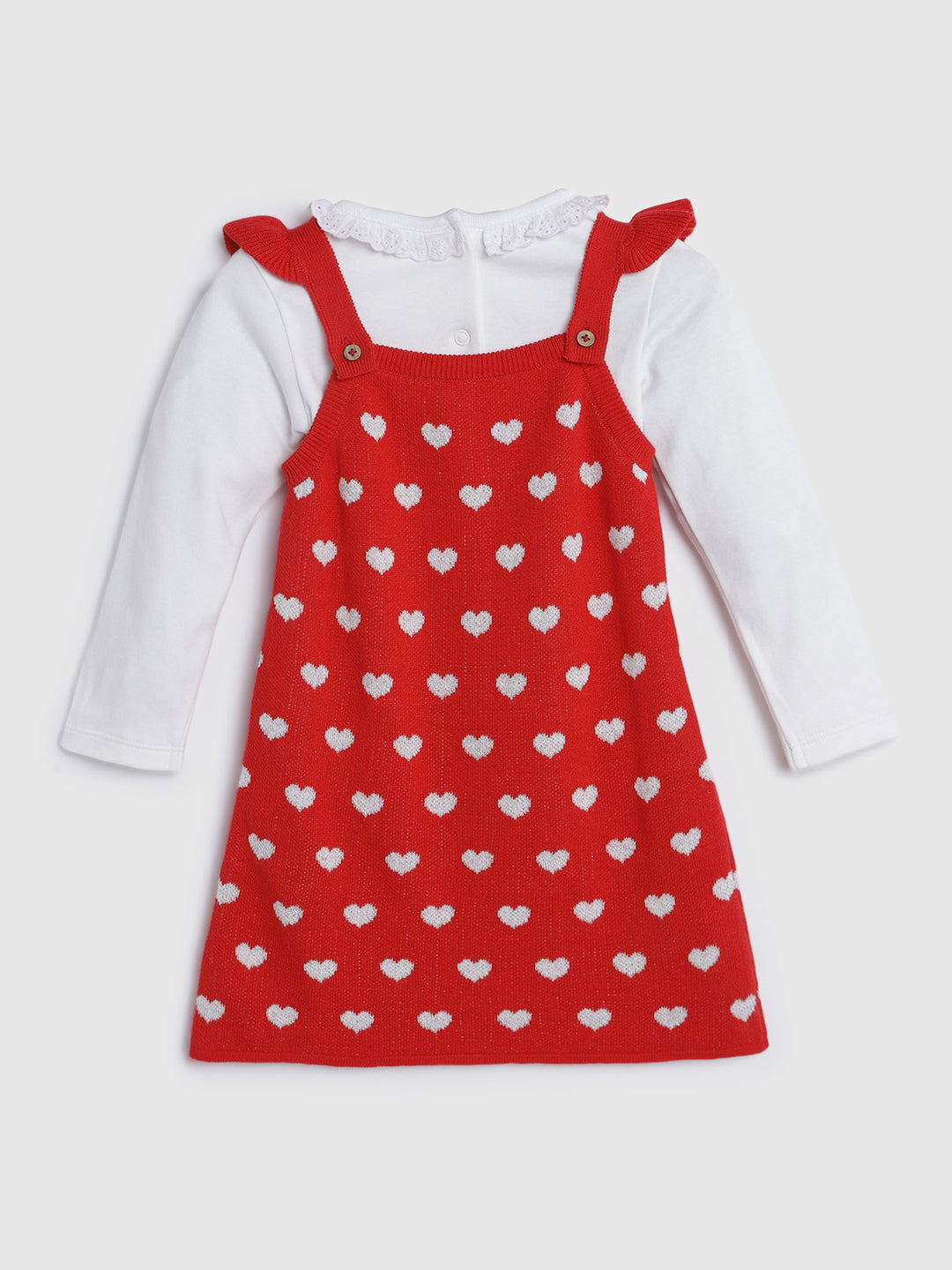 Red Heart Sweater Dress With Tee and Tights Somersault