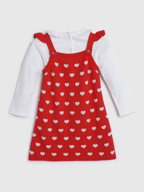 Red Heart Sweater Dress With Tee and Tights Somersault