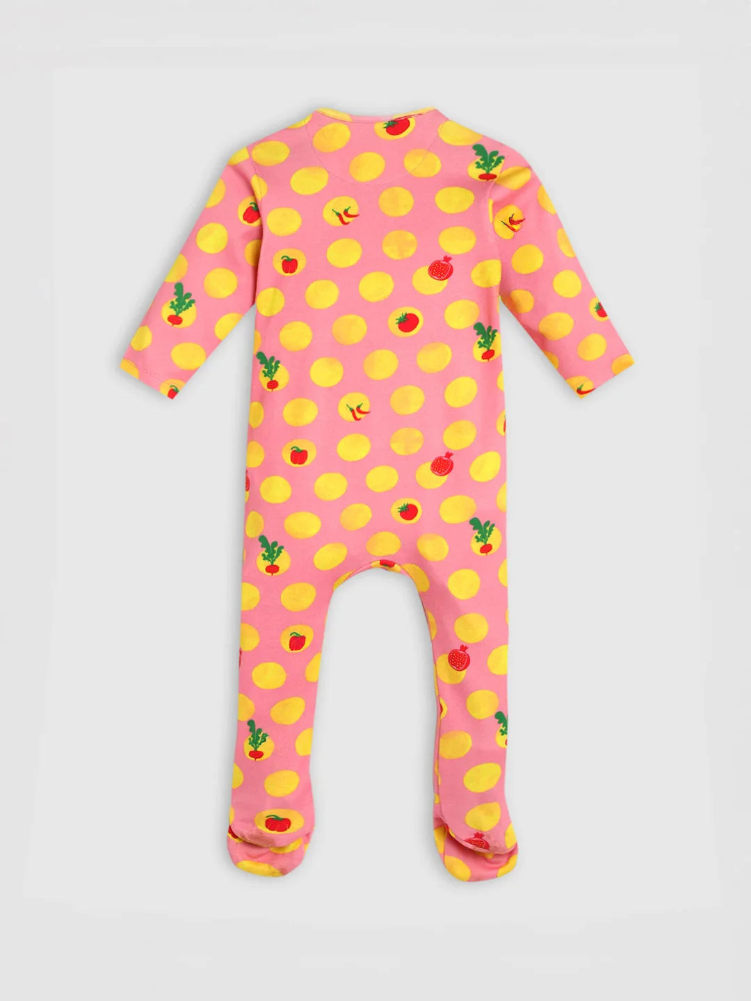 Home Grown Footed Cotton Sleepsuit with Cap & Bib- Pink