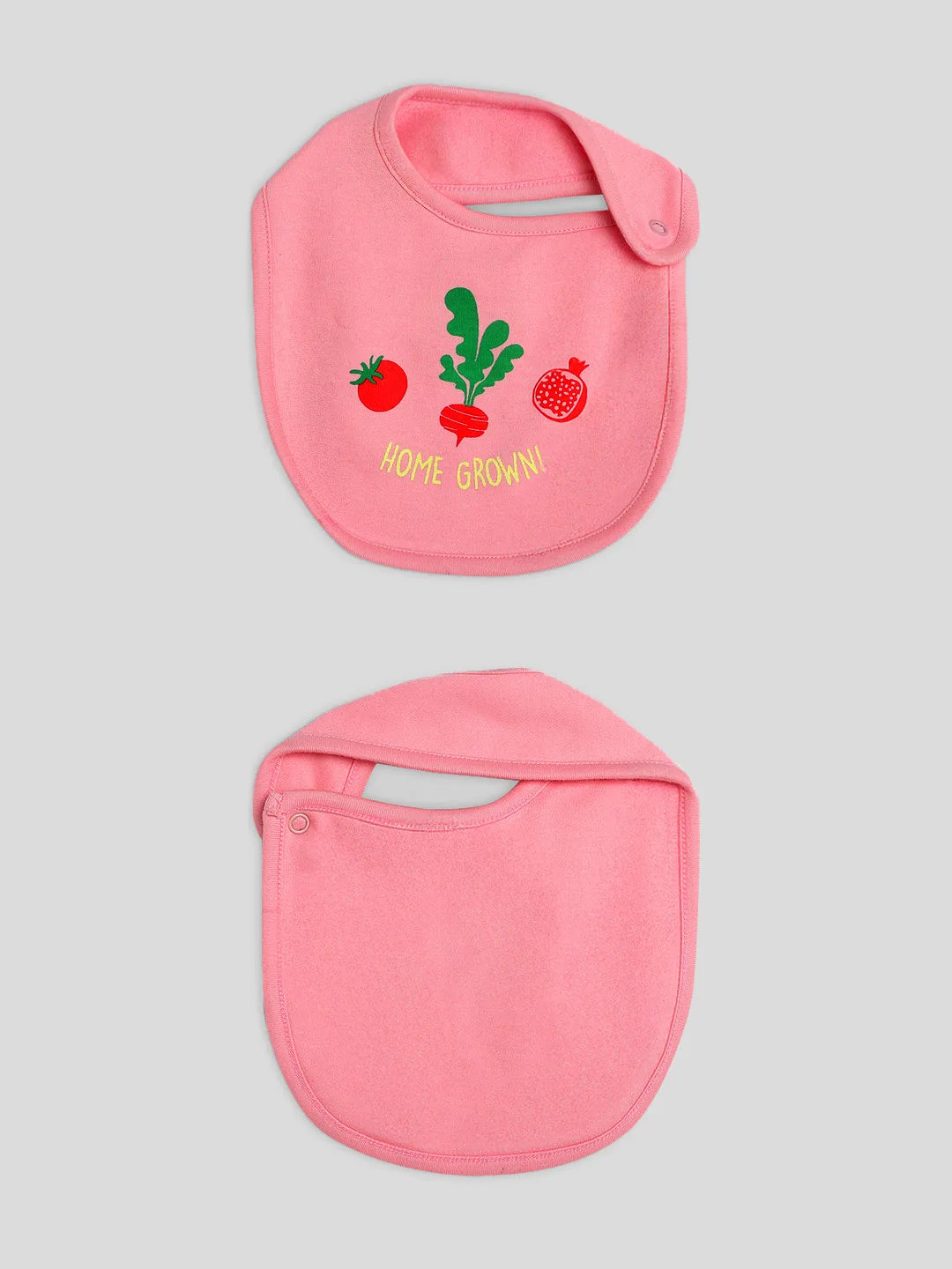 Home Grown Footed Cotton Sleepsuit with Cap & Bib- Pink